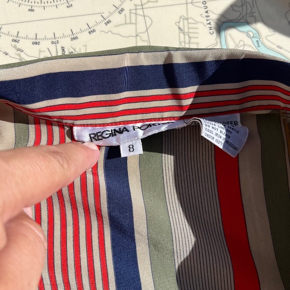Vintage 90s Regina Porter Polyester Striped Top - Picture 4 of 6